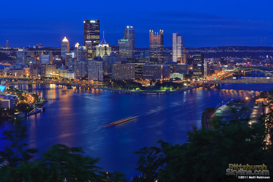 Downtown Pittsburgh with the Three Rivers confluence