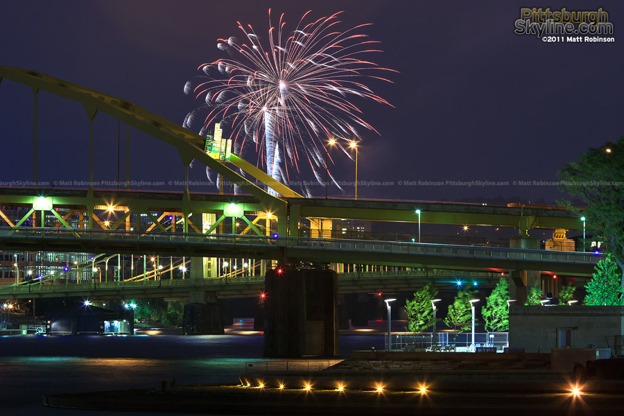 Fireworks over the Fort Duquesne Bridge