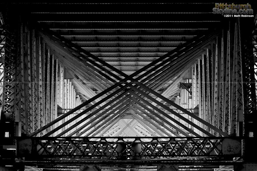 Structural X-bracing underneath the Liberty Bridge, Pittsburgh