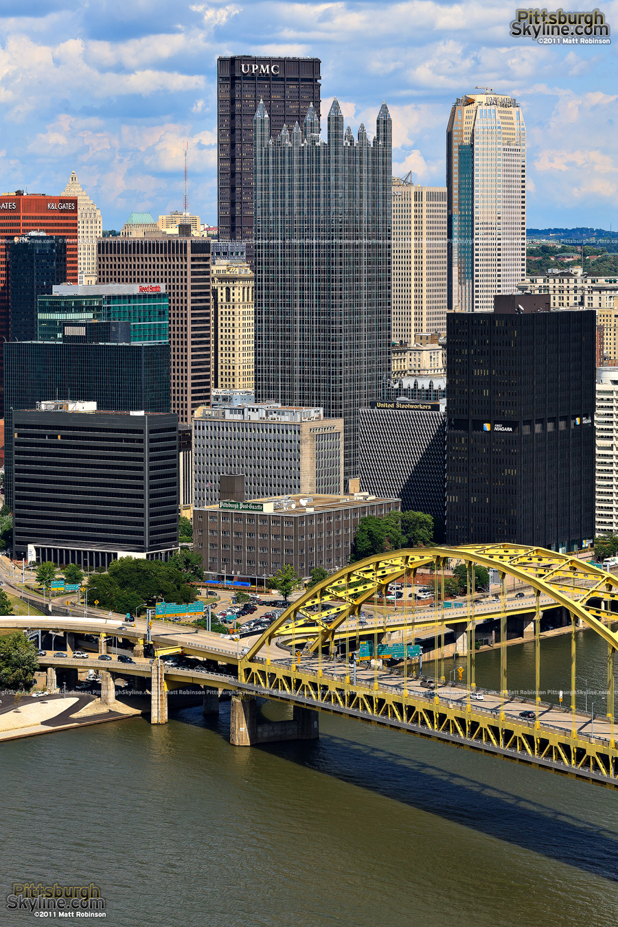 Fort Pitt Bridge with Pittsburgh buildings