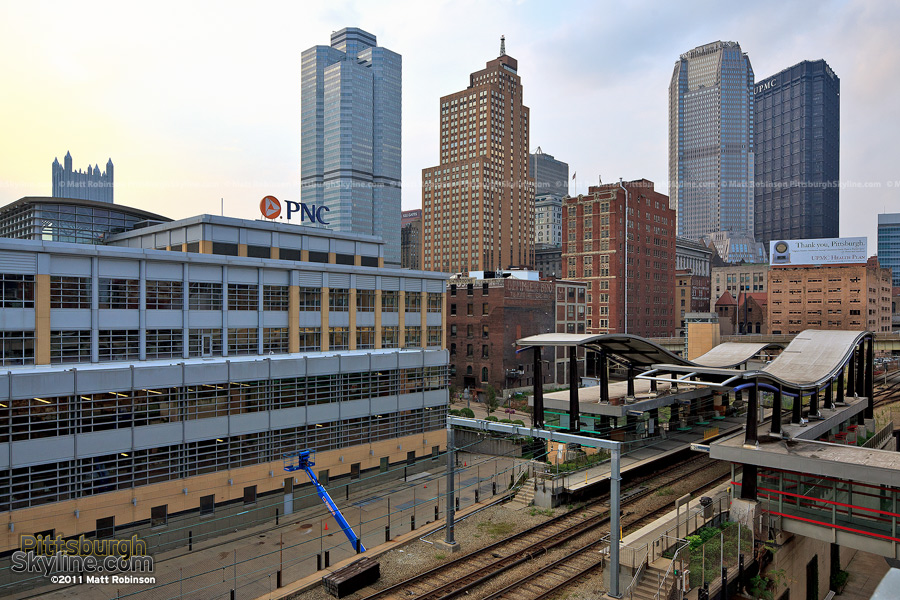 First Avenue T Station with Pittsburgh Skyscrapers