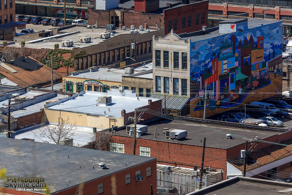 Aerial angle of the Pittsburgh's Strip District