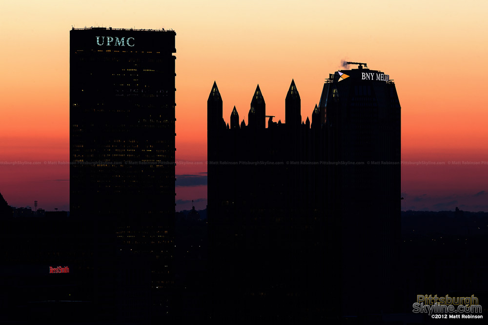 US Steel Building, PPG Place and BNY Mellon Center before sunrise