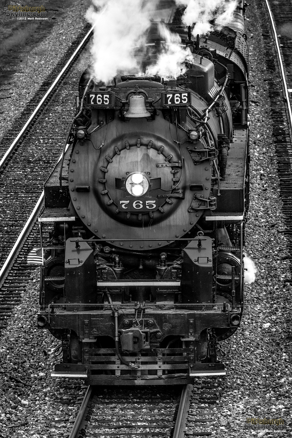 Black and white of NKP 765