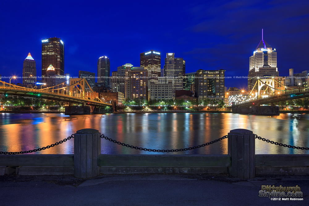 Three Rivers Heritage Trail view of Pittsburgh at night