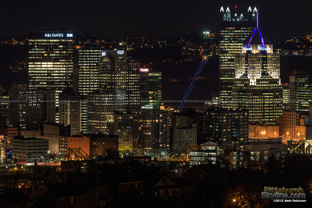 Skyline from Spring hill cemetery during Pittsburgh Light Up Night