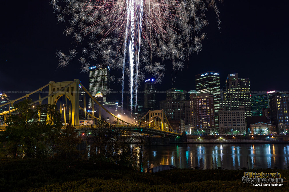 Fireworks on the Warhol Bridge Light Up Night 2012