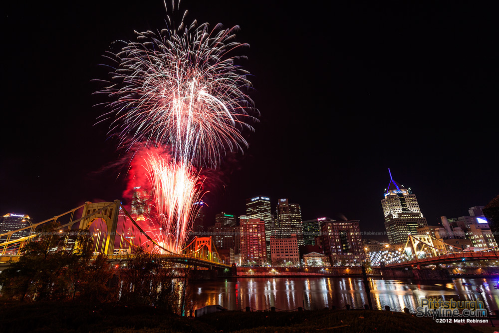 Fireworks on the Warhol Bridge Light Up Night 2012 - 2