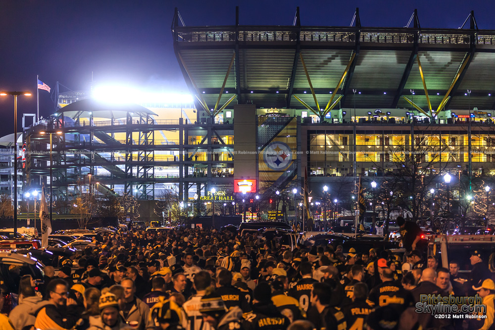 Steelers fans Tailgate outside Heinz Field before a night game
