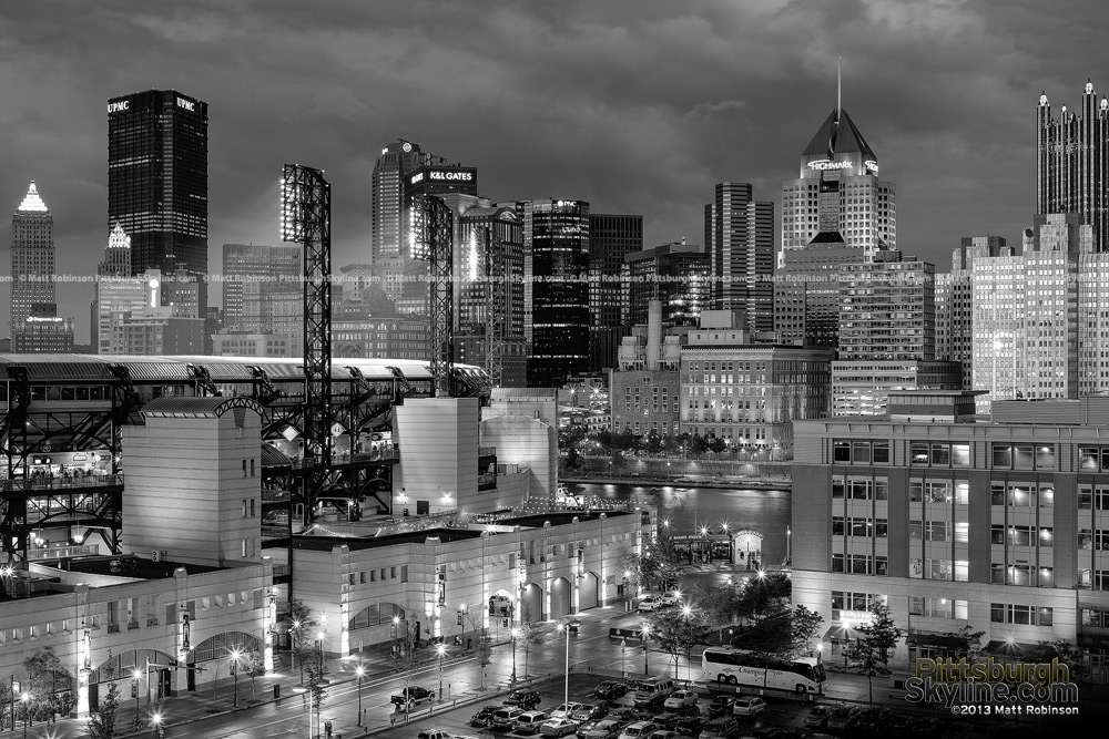 Black and White Pittsburgh from North Shore Garage