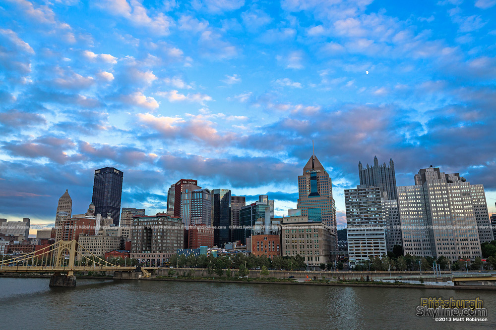 Pink and blue skies over downtown Pittsburgh 