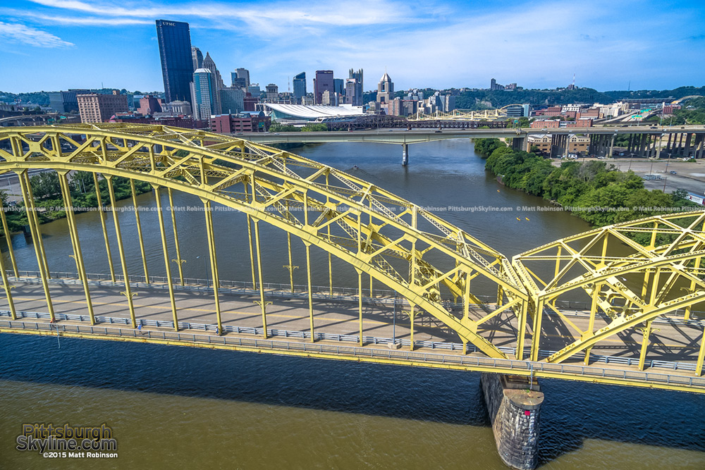 The 16th Street Bridge Aerial with downtown Pittsburgh