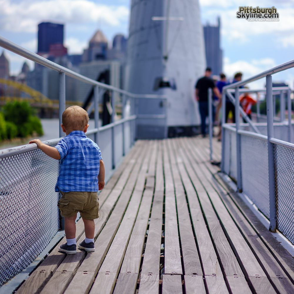 Baby Oliver checks out the USS Requin