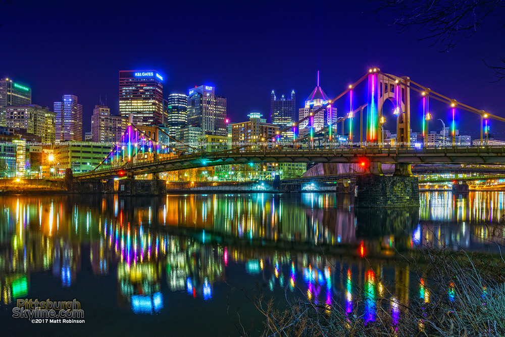 Rainbow LED display on the Rachel Carson Bridge - Energy Flow