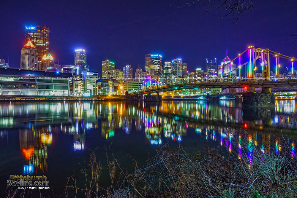 Downtown Pittsburgh with the Energy Flow lights