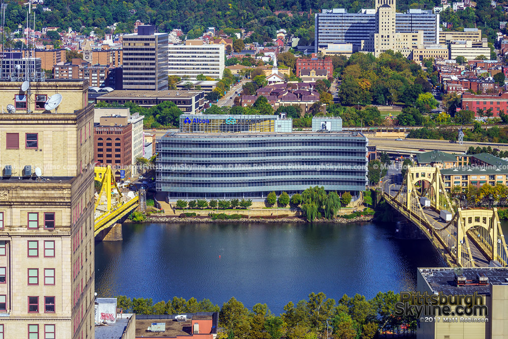 Alcoa Corporate Center and the Allegheny River from the Oliver Building