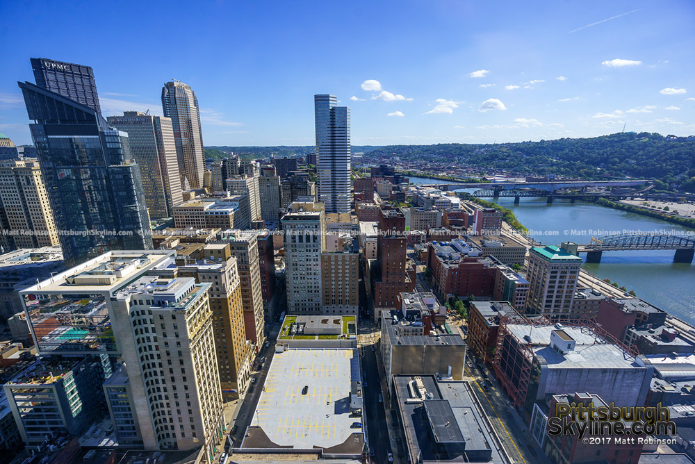 View looking east of Downtown Pittsburgh from PPG Place